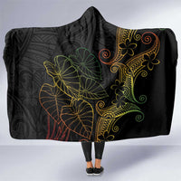 Aloha Hawaii Kalo Hooded Blanket Reggae Taro Polynesian Pattern LT14 One Size Black - Polynesian Pride