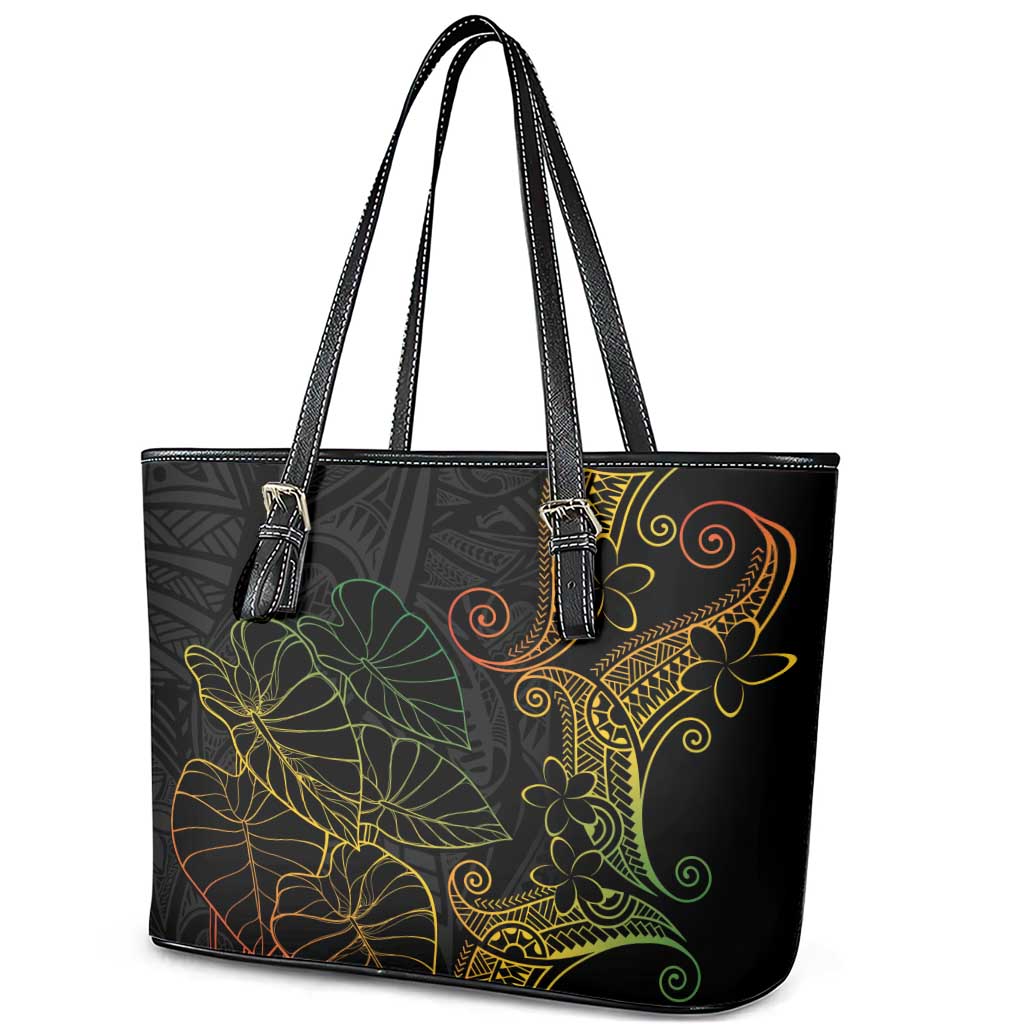 Aloha Hawaii Kalo Leather Tote Bag Reggae Taro Polynesian Pattern LT14 - Polynesian Pride