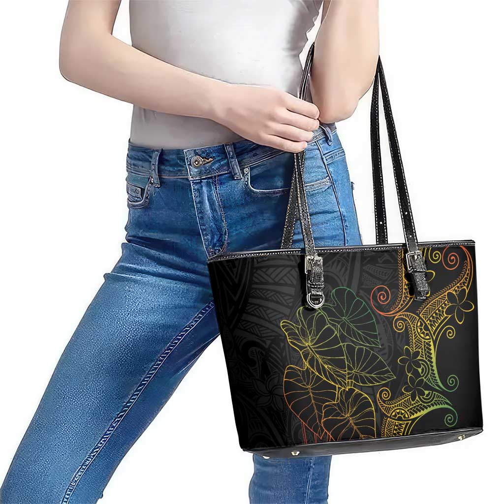 Aloha Hawaii Kalo Leather Tote Bag Reggae Taro Polynesian Pattern LT14 - Polynesian Pride