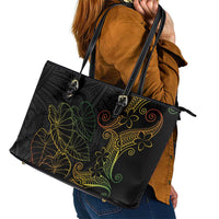 Aloha Hawaii Kalo Leather Tote Bag Reggae Taro Polynesian Pattern LT14 - Polynesian Pride