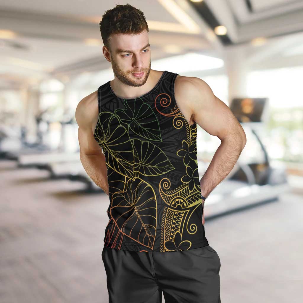 Aloha Hawaii Kalo Men Tank Top Reggae Taro Polynesian Pattern LT14 Black - Polynesian Pride