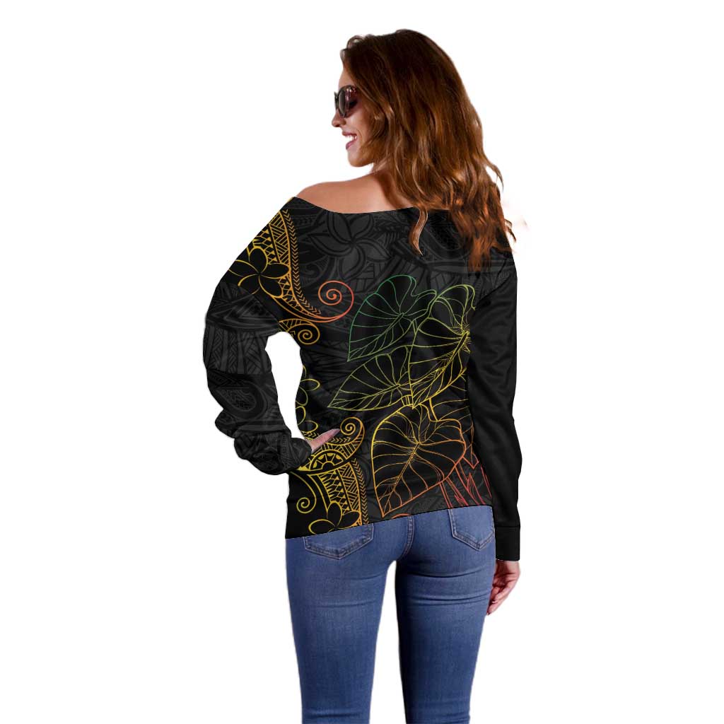 Aloha Hawaii Kalo Off Shoulder Sweater Reggae Taro Polynesian Pattern LT14 - Polynesian Pride