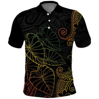 Aloha Hawaii Kalo Polo Shirt Reggae Taro Polynesian Pattern LT14 Black - Polynesian Pride