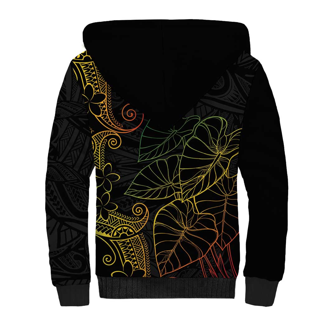 Aloha Hawaii Kalo Sherpa Hoodie Reggae Taro Polynesian Pattern LT14 - Polynesian Pride