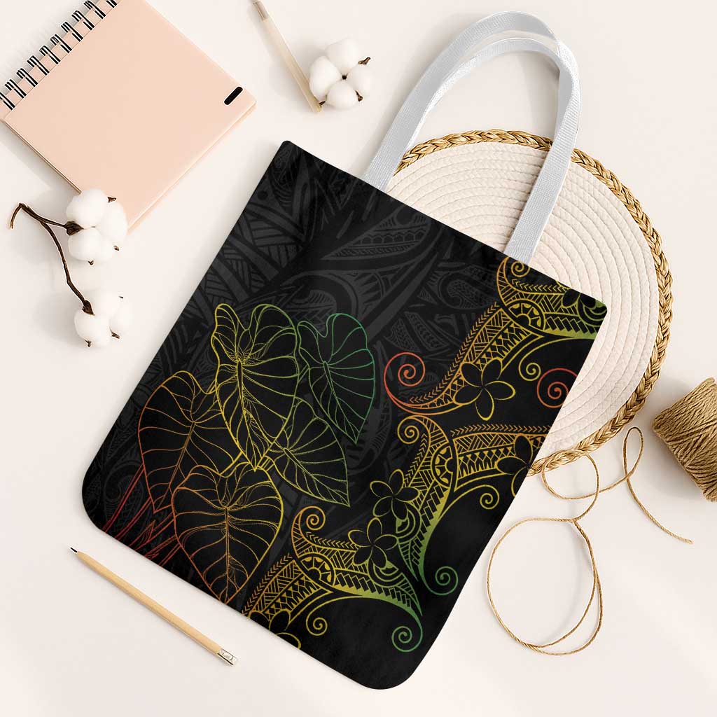 Aloha Hawaii Kalo Tote Bag Reggae Taro Polynesian Pattern LT14 White Strap One Size Black - Polynesian Pride