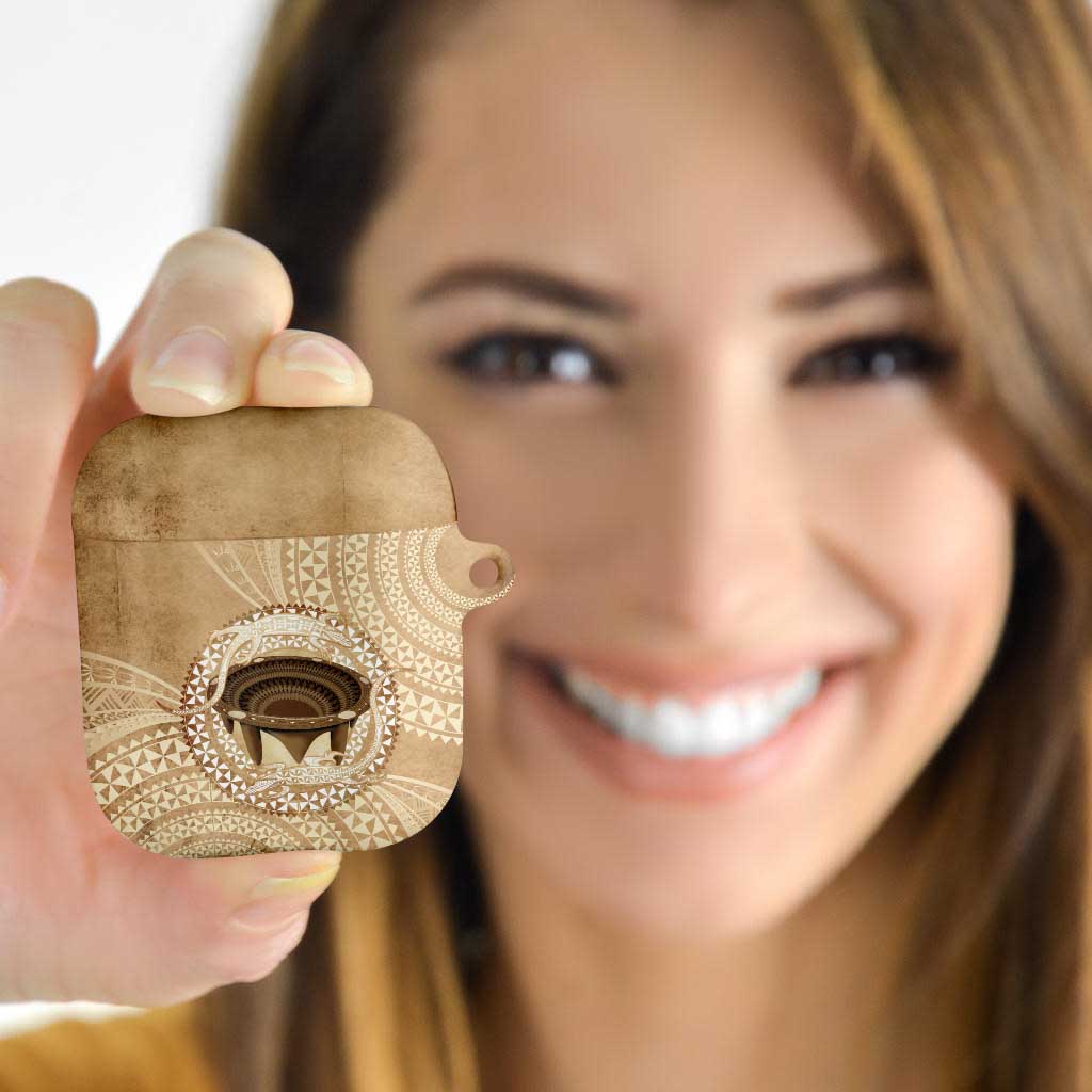 Tonga Skink Kava Bowl AirPods Case Vintage Tongan Ngatu Pattern LT14 - Polynesian Pride