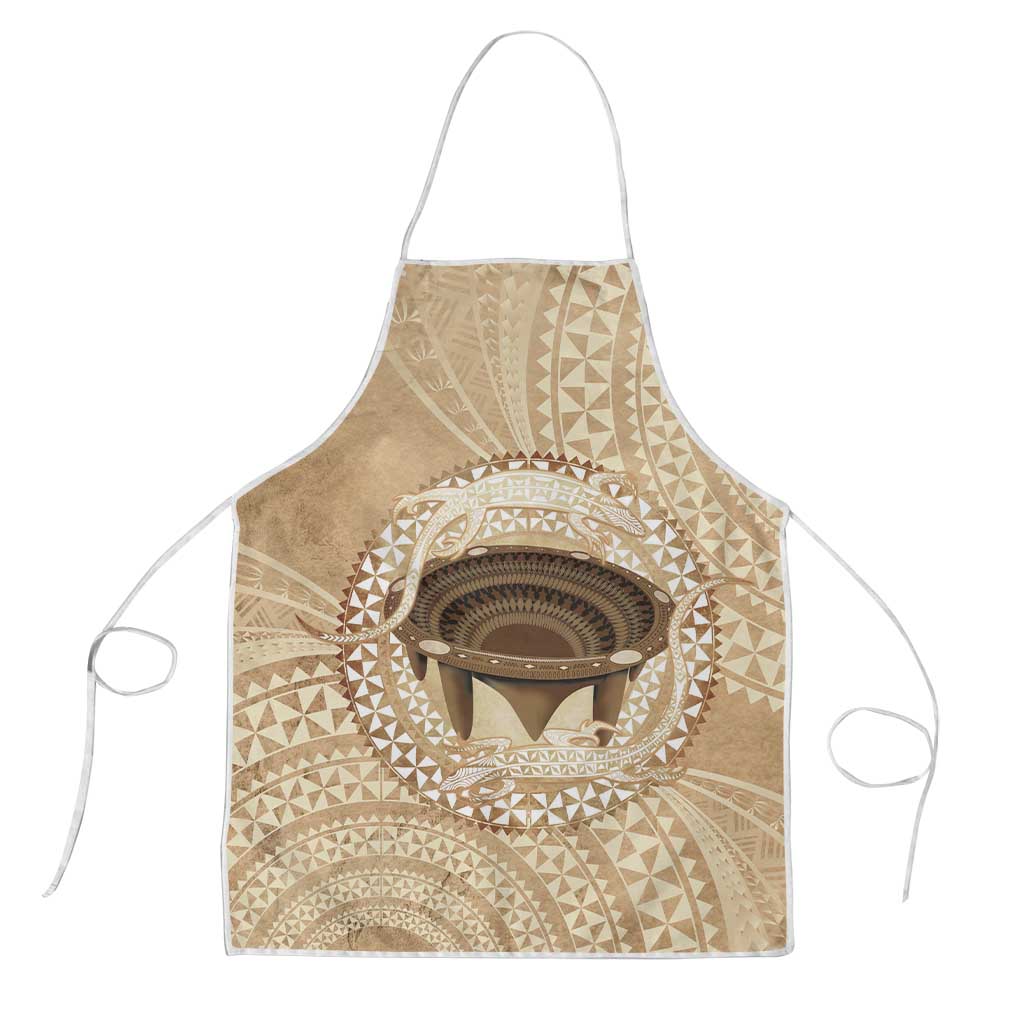 Tonga Skink Kava Bowl Apron Vintage Tongan Ngatu Pattern LT14 Brown - Polynesian Pride