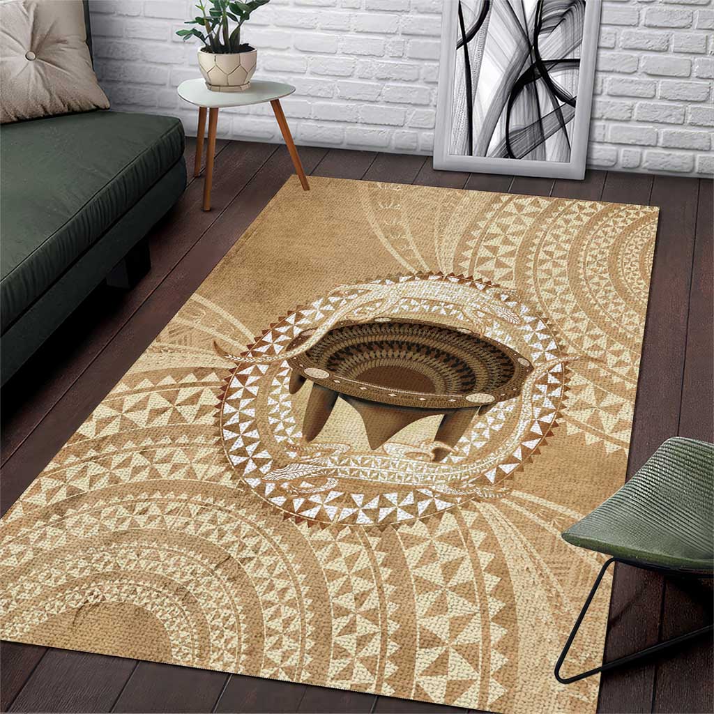 Tonga Skink Kava Bowl Area Rug Vintage Tongan Ngatu Pattern LT14 Brown - Polynesian Pride