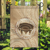 Tonga Skink Kava Bowl Garden Flag Vintage Tongan Ngatu Pattern LT14 Garden Flag Brown - Polynesian Pride