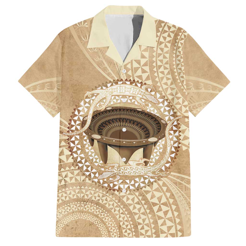 Tonga Skink Kava Bowl Hawaiian Shirt Vintage Tongan Ngatu Pattern LT14 Brown - Polynesian Pride