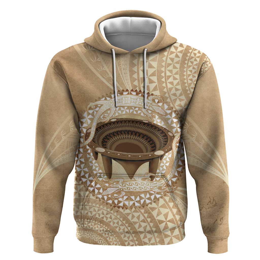 Tonga Skink Kava Bowl Hoodie Vintage Tongan Ngatu Pattern LT14 Pullover Hoodie Brown - Polynesian Pride
