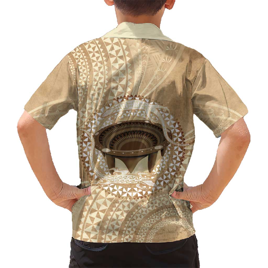 Tonga Skink Kava Bowl Kid Hawaiian Shirt Vintage Tongan Ngatu Pattern LT14 - Polynesian Pride