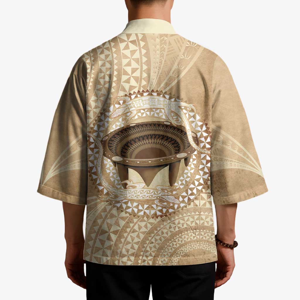 Tonga Skink Kava Bowl Kimono Vintage Tongan Ngatu Pattern LT14 - Polynesian Pride