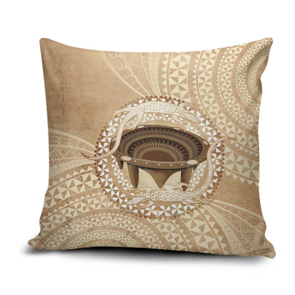 Tonga Skink Kava Bowl Pillow Cover Vintage Tongan Ngatu Pattern LT14 Brown - Polynesian Pride