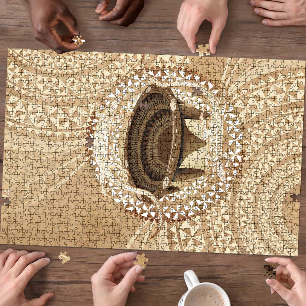 Tonga Skink Kava Bowl Puzzle Vintage Tongan Ngatu Pattern LT14 - Polynesian Pride