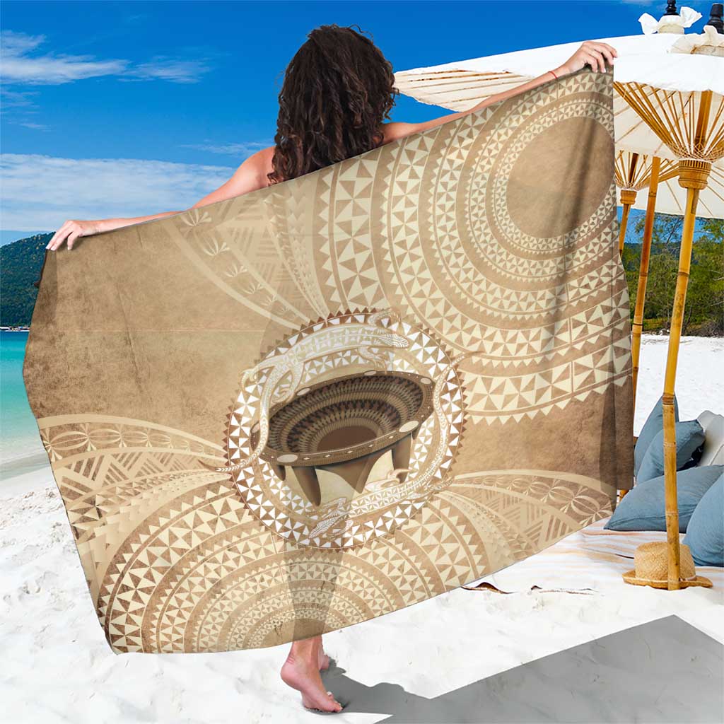 Tonga Skink Kava Bowl Sarong Vintage Tongan Ngatu Pattern LT14 One Size 44 x 66 inches Brown - Polynesian Pride