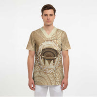 Tonga Skink Kava Bowl Scrub Top Vintage Tongan Ngatu Pattern LT14 - Polynesian Pride