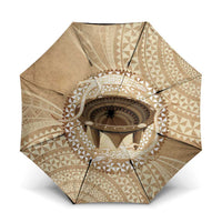 Tonga Skink Kava Bowl Umbrella Vintage Tongan Ngatu Pattern LT14 One Size Folded 11.42 inch Opened Diameter 37.4 inch Brown - Polynesian Pride