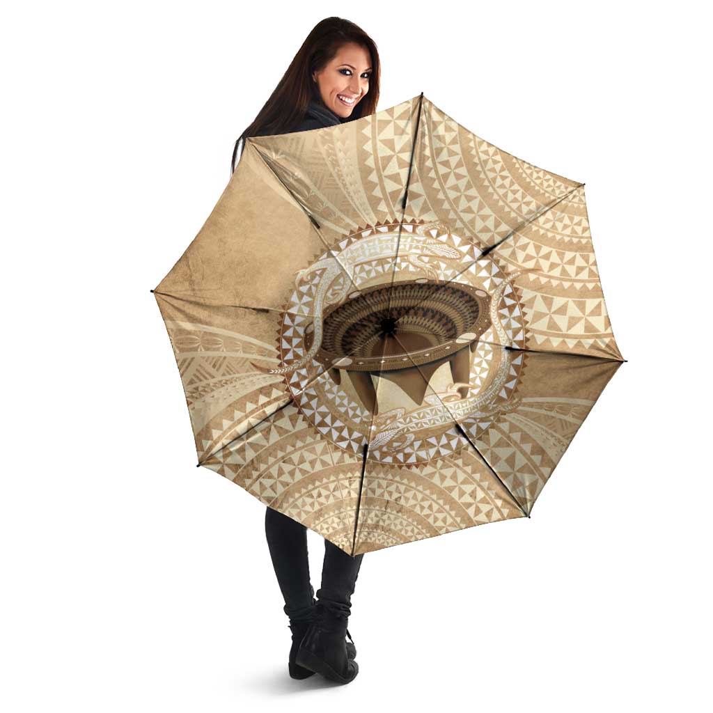 Tonga Skink Kava Bowl Umbrella Vintage Tongan Ngatu Pattern LT14 - Polynesian Pride