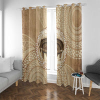 Tonga Skink Kava Bowl Window Curtain Vintage Tongan Ngatu Pattern LT14 With Grommets Brown - Polynesian Pride