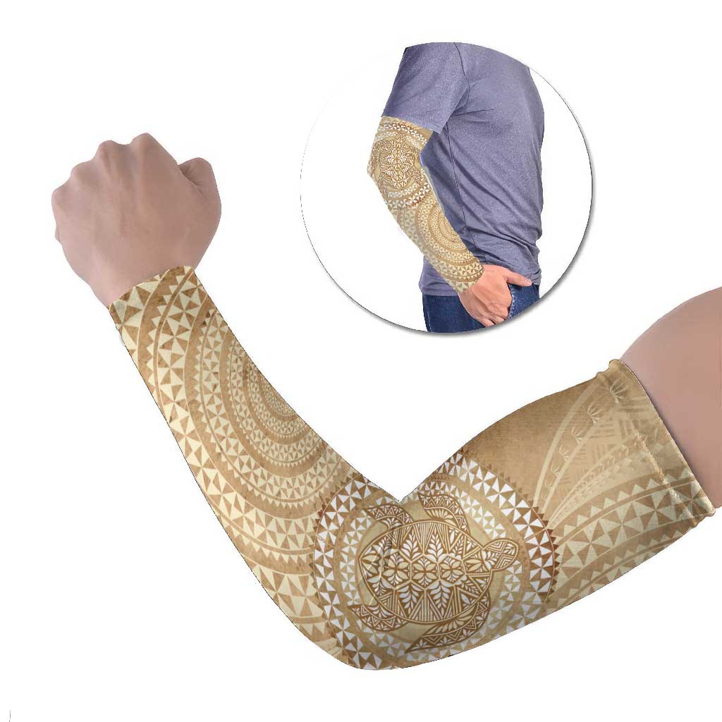 Tonga Ngatu Turtle Arm Sleeves Vintage Tongan Tapa Cloth LT14 Set of 2 Brown - Polynesian Pride