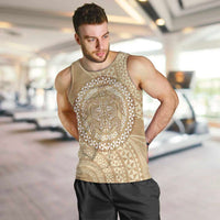 Tonga Ngatu Turtle Men Tank Top Vintage Tongan Tapa Cloth LT14 Brown - Polynesian Pride