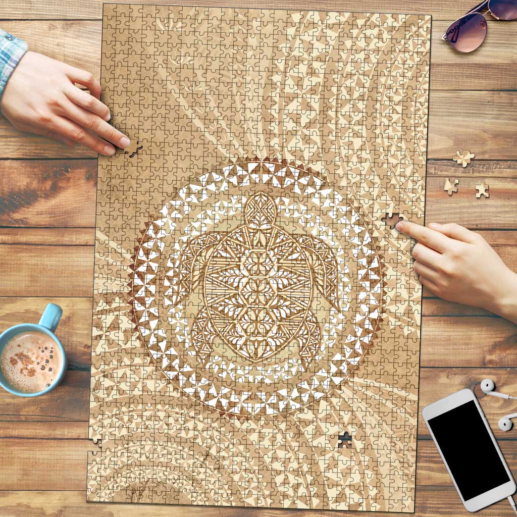 Tonga Ngatu Turtle Puzzle Vintage Tongan Tapa Cloth LT14 Brown - Polynesian Pride