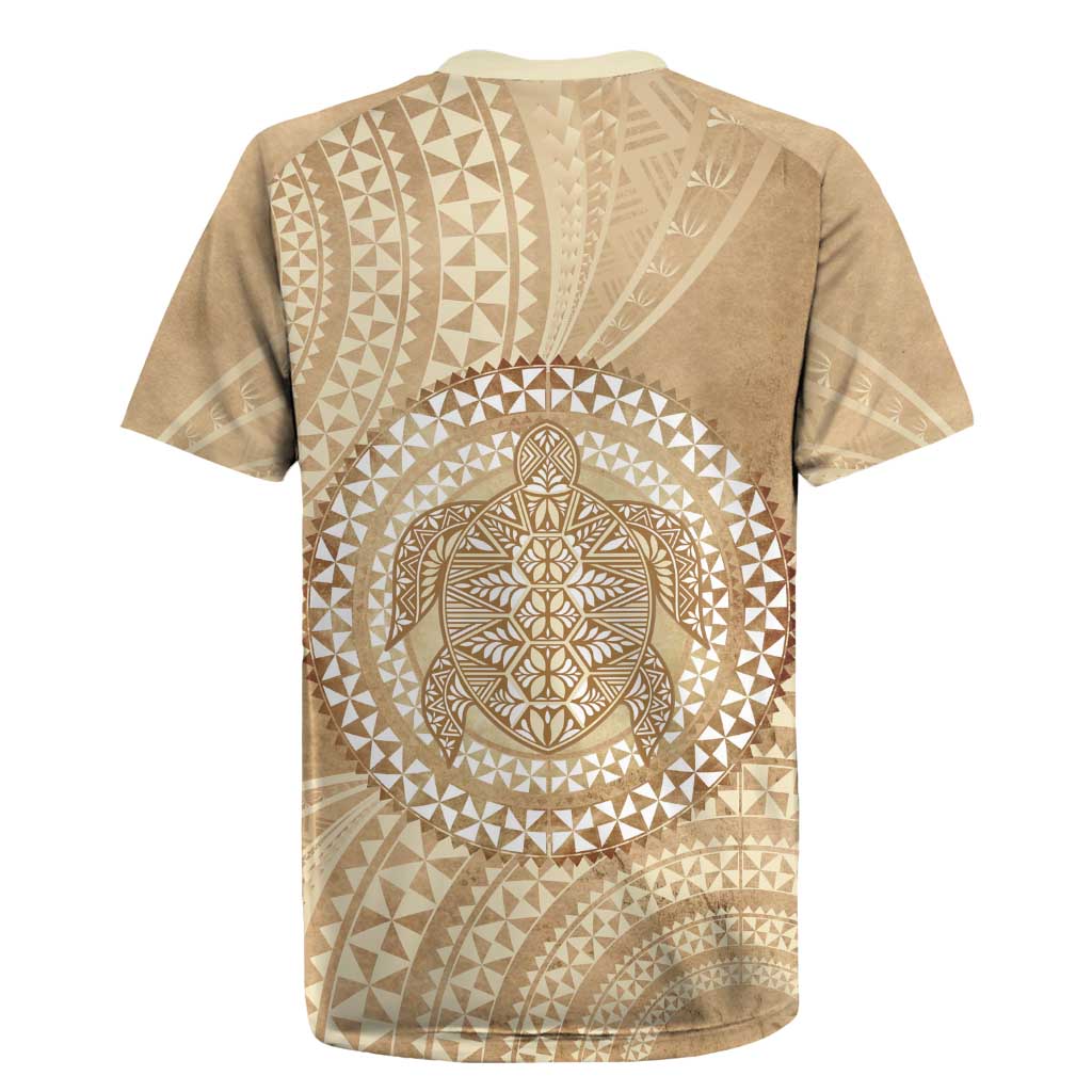 Tonga Ngatu Turtle Rugby Jersey Vintage Tongan Tapa Cloth LT14 - Polynesian Pride
