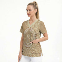 Tonga Ngatu Turtle Scrub Top Vintage Tongan Tapa Cloth LT14 - Polynesian Pride