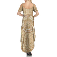 Tonga Ngatu Turtle Summer Maxi Dress Vintage Tongan Tapa Cloth LT14 - Polynesian Pride
