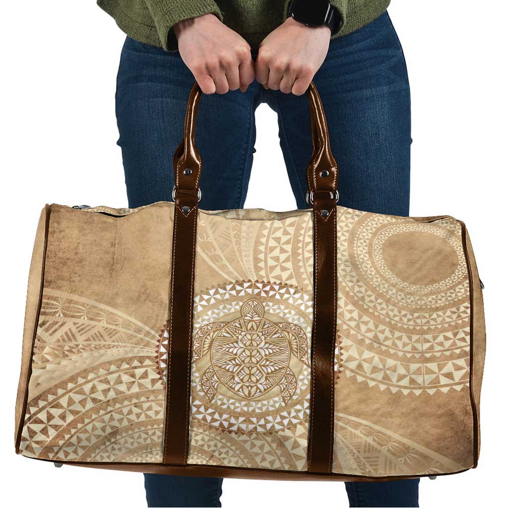 Tonga Ngatu Turtle Travel Bag Vintage Tongan Tapa Cloth LT14 Brown - Polynesian Pride