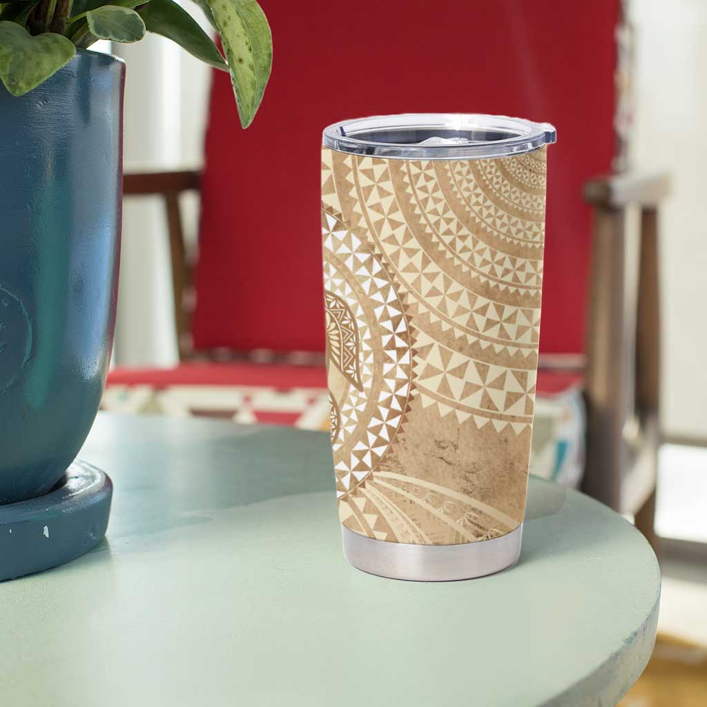 Tonga Ngatu Turtle Tumbler Cup Vintage Tongan Tapa Cloth LT14 - Polynesian Pride