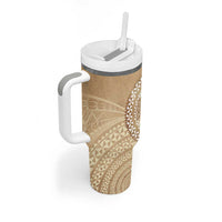 Tonga Ngatu Turtle Tumbler With Handle Vintage Tongan Tapa Cloth LT14 - Polynesian Pride