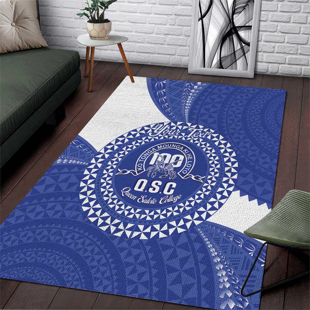 Queen Salote College 100th Anniversary Personalized Area Rug Est 1926 Kolisi Fefine Tongan Ngatu Pattern LT14 Blue - Polynesian Pride