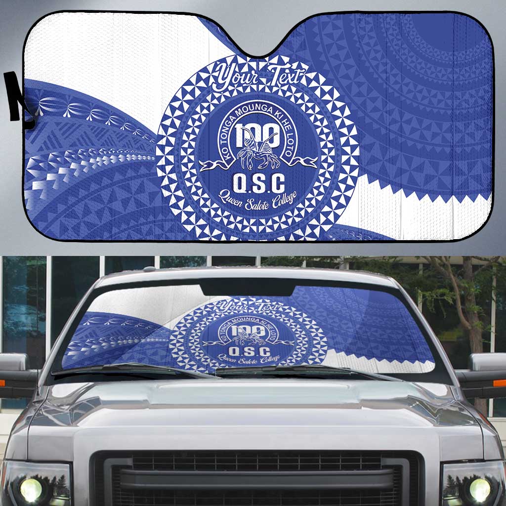 Queen Salote College 100th Anniversary Personalized Auto Sun Shade Est 1926 Kolisi Fefine Tongan Ngatu Pattern LT14 Blue - Polynesian Pride