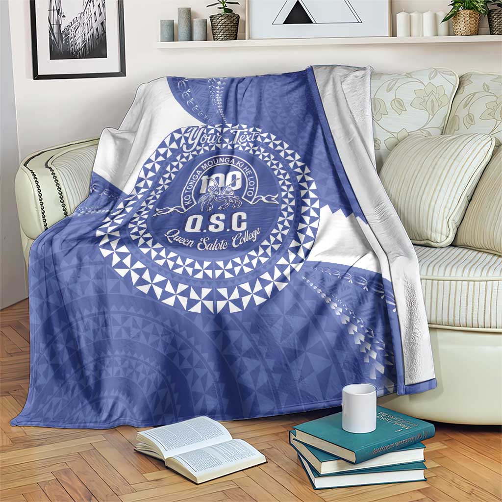 Queen Salote College 100th Anniversary Personalized Blanket Est 1926 Kolisi Fefine Tongan Ngatu Pattern LT14 Blue - Polynesian Pride