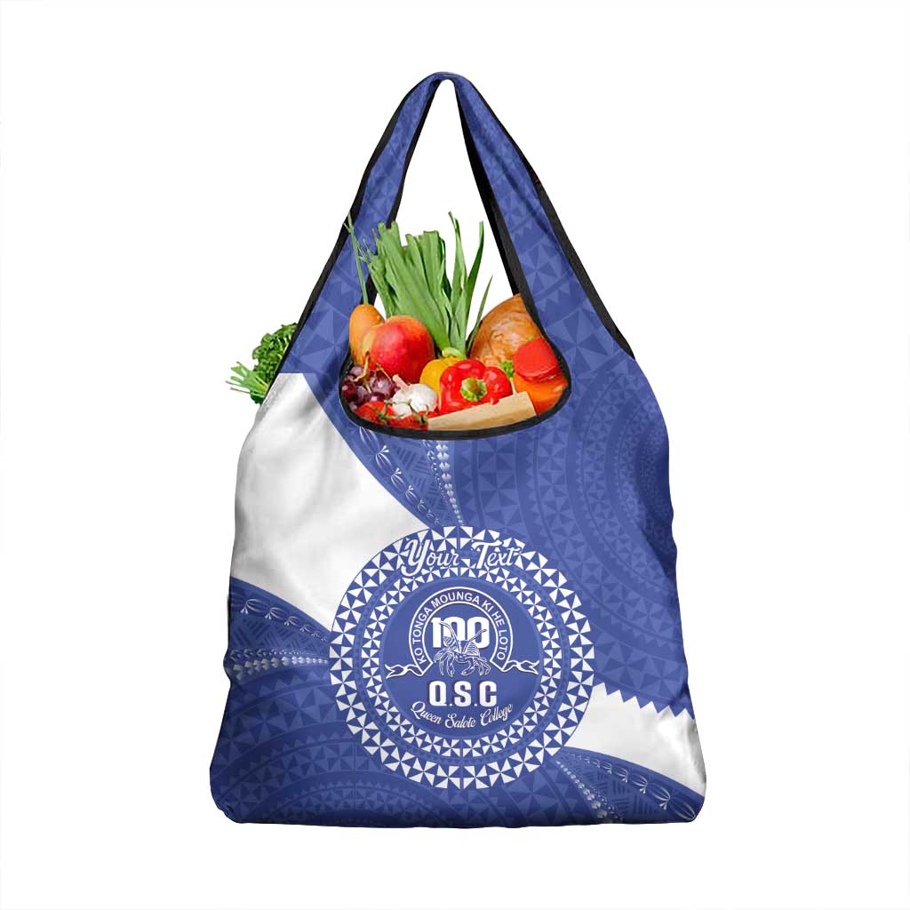 Queen Salote College 100th Anniversary Personalized Grocery Bag Est 1926 Kolisi Fefine Tongan Ngatu Pattern LT14 1-pack One Size Blue - Polynesian Pride