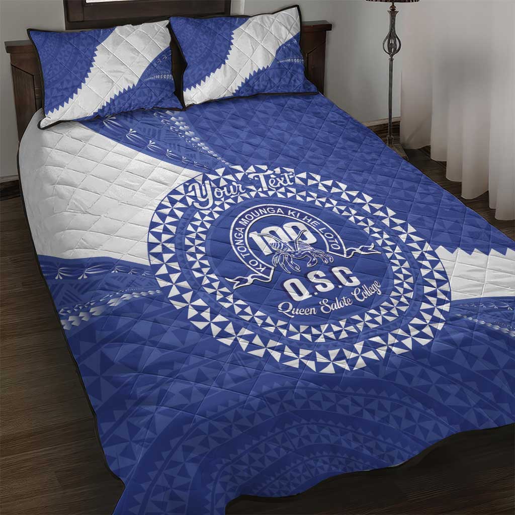 Queen Salote College 100th Anniversary Personalized Quilt Bed Set Est 1926 Kolisi Fefine Tongan Ngatu Pattern LT14 Blue - Polynesian Pride