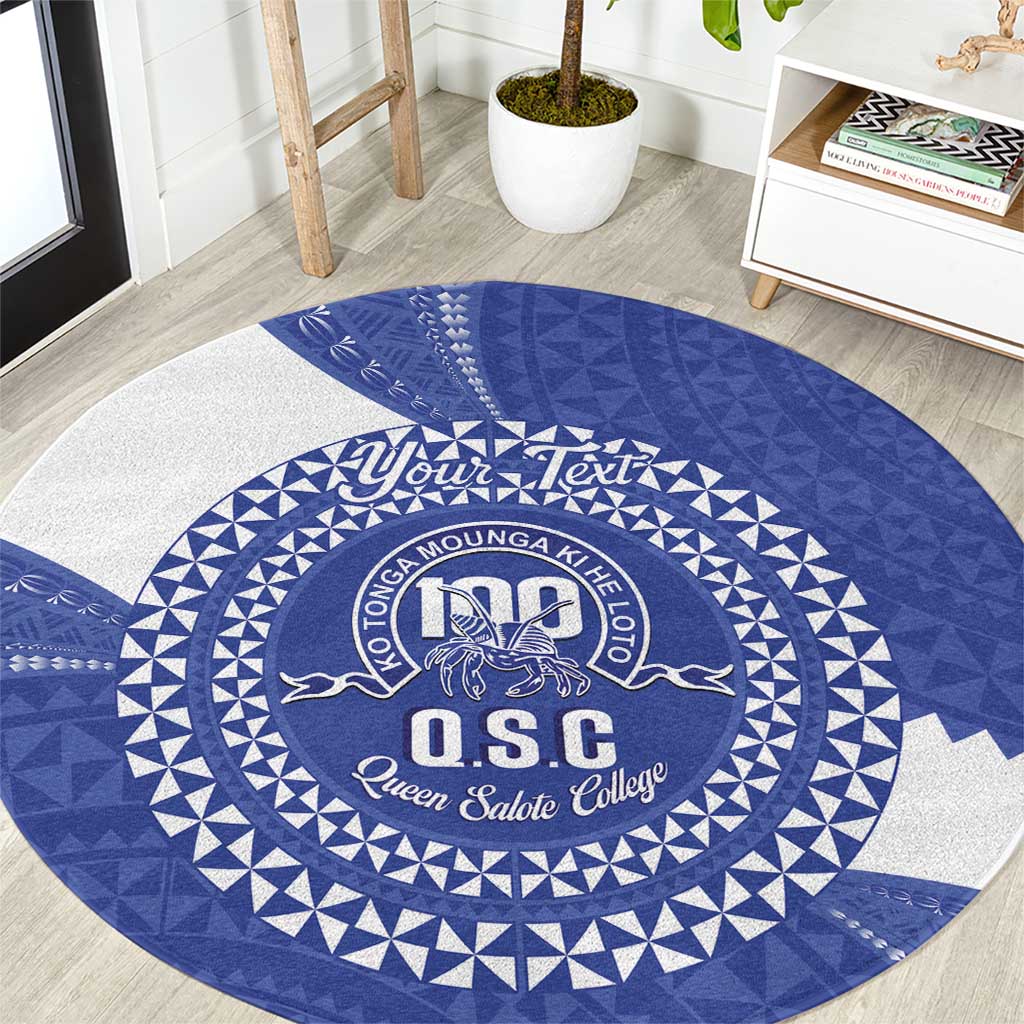 Queen Salote College 100th Anniversary Personalized Round Carpet Est 1926 Kolisi Fefine Tongan Ngatu Pattern LT14 Blue - Polynesian Pride