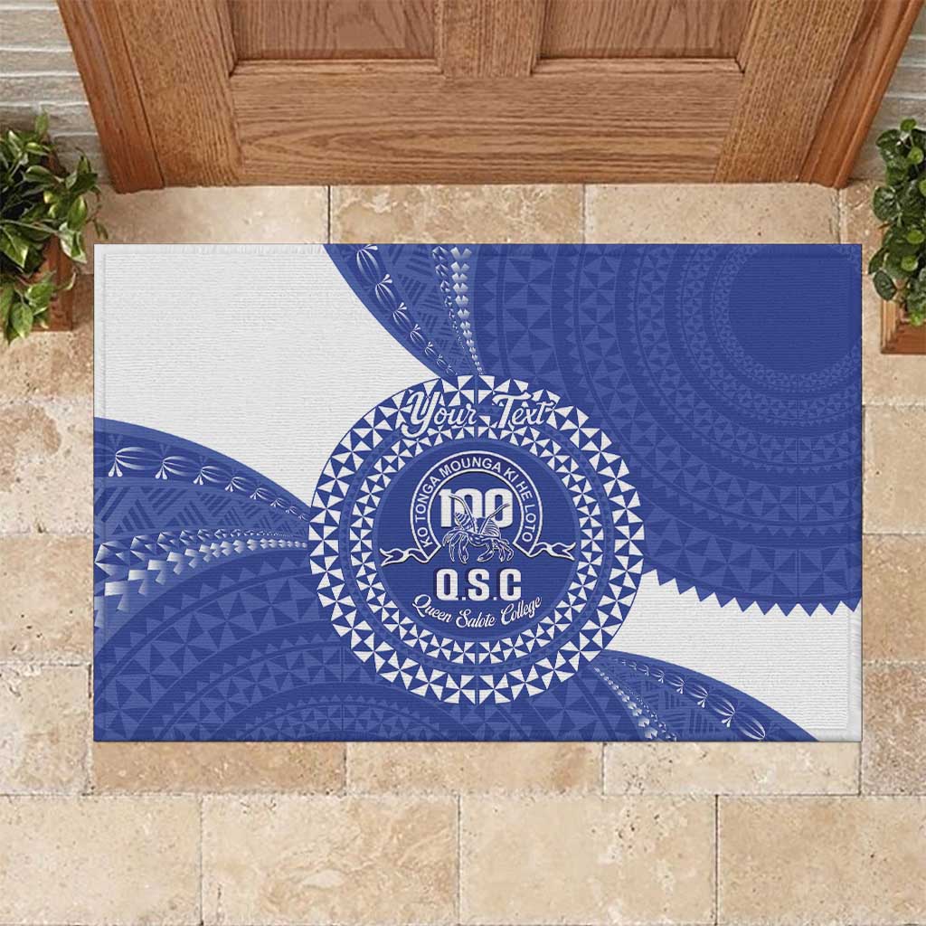 Queen Salote College 100th Anniversary Personalized Rubber Doormat Est 1926 Kolisi Fefine Tongan Ngatu Pattern LT14 Blue - Polynesian Pride