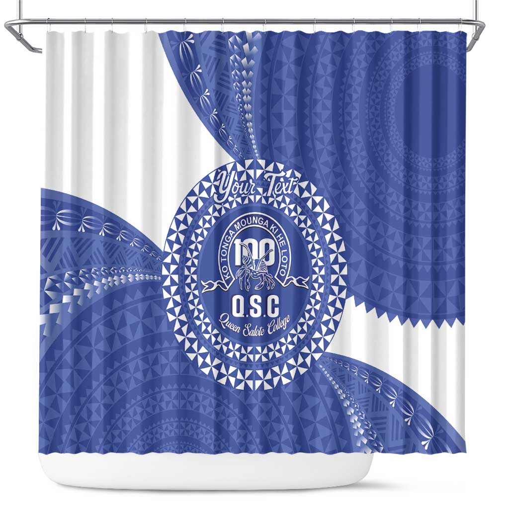 Queen Salote College 100th Anniversary Personalized Shower Curtain Est 1926 Kolisi Fefine Tongan Ngatu Pattern LT14 Blue - Polynesian Pride