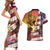 Personalised United States And Hawaii Couples Matching Short Sleeve Bodycon Dress and Hawaiian Shirt USA Eagle With Hawaiian Shark Tattoo