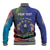Personalised United States And Cook Islands Baseball Jacket USA Eagle Mix Polynesian Pattern LT14 - Polynesian Pride