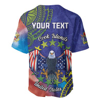 Personalised United States And Cook Islands Baseball Jersey USA Eagle Mix Polynesian Pattern LT14 - Polynesian Pride