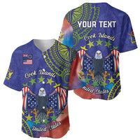 Personalised United States And Cook Islands Baseball Jersey USA Eagle Mix Polynesian Pattern LT14 - Polynesian Pride