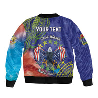 Personalised United States And Cook Islands Bomber Jacket USA Eagle Mix Polynesian Pattern LT14 - Polynesian Pride