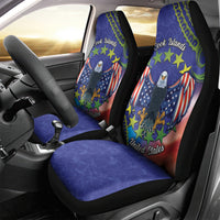 Personalised United States And Cook Islands Car Seat Cover USA Eagle Mix Polynesian Pattern LT14 - Polynesian Pride