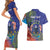 Personalised United States And Cook Islands Couples Matching Short Sleeve Bodycon Dress and Hawaiian Shirt USA Eagle Mix Polynesian Pattern