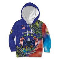 Personalised United States And Cook Islands Kid Hoodie USA Eagle Mix Polynesian Pattern LT14 Hoodie Blue - Polynesian Pride