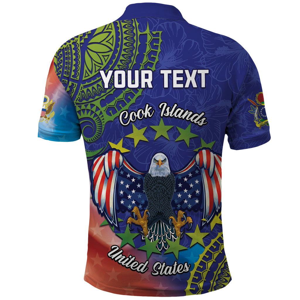 Personalised United States And Cook Islands Polo Shirt USA Eagle Mix Polynesian Pattern LT14 - Polynesian Pride